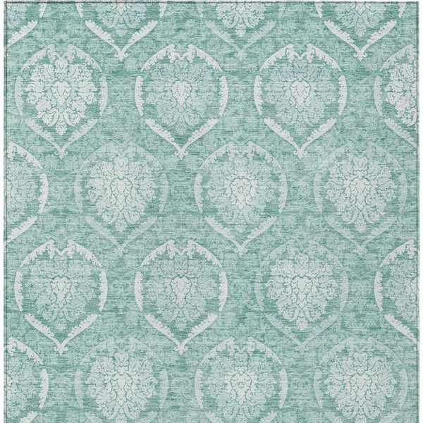 Homeroots 3' Artichoke Green Medallion Washable Area Rug For Indoor And Outdoor Spaces - Durable & Stylish 3' X 5' Polyester 587770