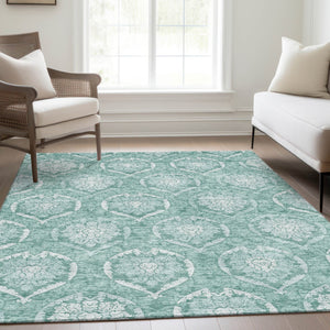 Homeroots 3' Artichoke Green Medallion Washable Area Rug For Indoor And Outdoor Spaces - Durable & Stylish 3' X 5' Polyester 587770
