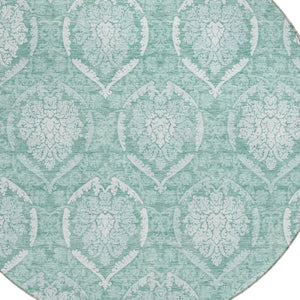 Homeroots 3' Artichoke Green Medallion Washable Area Rug For Indoor And Outdoor Spaces - Durable & Stylish 8' Round Polyester 587772