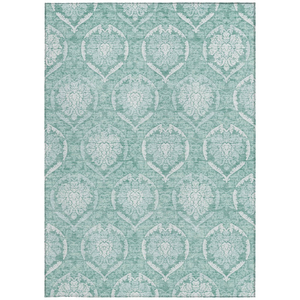 Homeroots 3' Artichoke Green Medallion Washable Area Rug For Indoor And Outdoor Spaces - Durable & Stylish 8' X 10' Polyester 587773