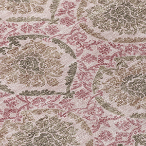 Homeroots 3' Stylish Chocolate Beige & Mauve Medallion Area Rug - Washable, Durable For Indoor & Outdoor Use 3' X 5' Polyester 587776