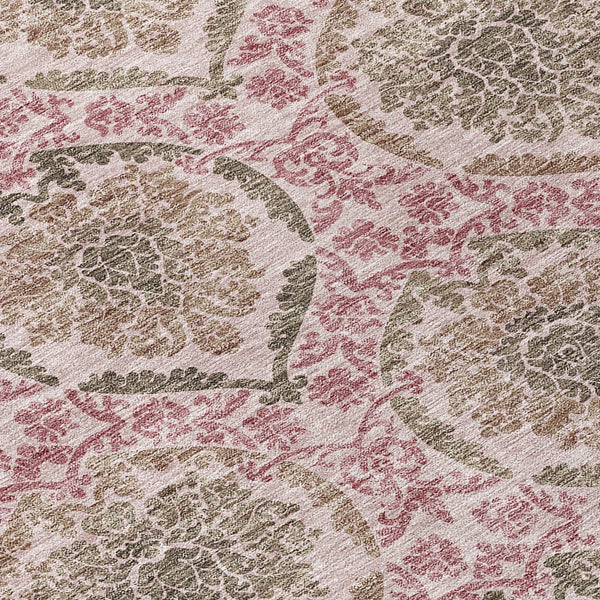 Homeroots 3' Stylish Chocolate Beige & Mauve Medallion Area Rug - Washable, Durable For Indoor & Outdoor Use 3' X 5' Polyester 587776