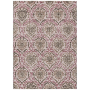 HomeRoots 5' Elegant Chocolate Beige & Mauve Medallion Area Rug – Washable, Indoor/Outdoor, Durable Design 8' X 10' 587779