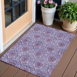 Homeroots 3' Stylish Chocolate Beige & Mauve Medallion Area Rug - Washable, Durable For Indoor & Outdoor Use 3' X 5' Polyester 587782