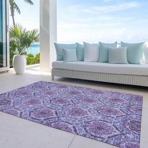 Homeroots 3' Stylish Chocolate Beige & Mauve Medallion Area Rug - Washable, Durable For Indoor & Outdoor Use 3' X 5' Polyester 587782
