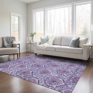 Homeroots 3' Stylish Chocolate Beige & Mauve Medallion Area Rug - Washable, Durable For Indoor & Outdoor Use 3' X 5' Polyester 587782