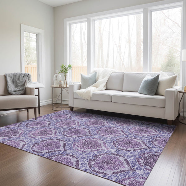 Homeroots 3' Stylish Chocolate Beige & Mauve Medallion Area Rug - Washable, Durable For Indoor & Outdoor Use 3' X 5' Polyester 587782