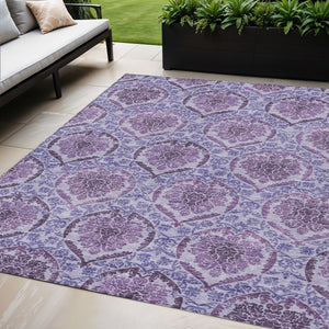 Homeroots 3' Stylish Chocolate Beige & Mauve Medallion Area Rug - Washable, Durable For Indoor & Outdoor Use 5' X 8' Polyester 587783