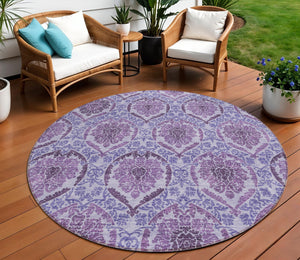 Homeroots 3' Stylish Chocolate Beige & Mauve Medallion Area Rug - Washable, Durable For Indoor & Outdoor Use 8' Round Polyester 587784