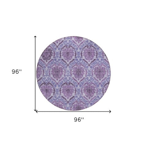 Homeroots 3' Stylish Chocolate Beige & Mauve Medallion Area Rug - Washable, Durable For Indoor & Outdoor Use 8' Round Polyester 587784