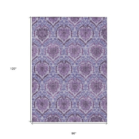 Homeroots 3' Stylish Chocolate Beige & Mauve Medallion Area Rug - Washable, Durable For Indoor & Outdoor Use 8' X 10' Polyester 587785