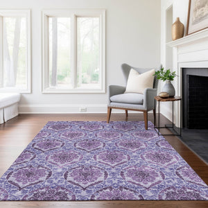 Homeroots 3' Stylish Chocolate Beige & Mauve Medallion Area Rug - Washable, Durable For Indoor & Outdoor Use 8' X 10' Polyester 587785