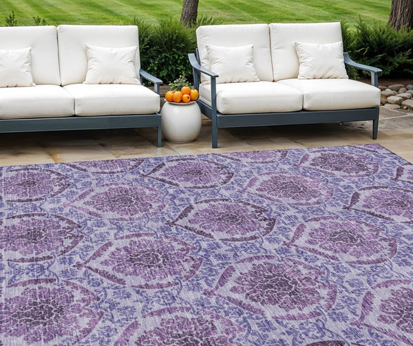 Homeroots 3' Stylish Chocolate Beige & Mauve Medallion Area Rug - Washable, Durable For Indoor & Outdoor Use 9' X 12' Polyester 587786