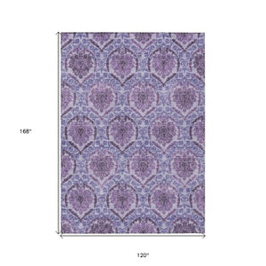 Homeroots 3' Stylish Chocolate Beige & Mauve Medallion Area Rug - Washable, Durable For Indoor & Outdoor Use 10' X 14' Polyester 587787