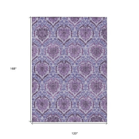 Homeroots 3' Stylish Chocolate Beige & Mauve Medallion Area Rug - Washable, Durable For Indoor & Outdoor Use 10' X 14' Polyester 587787