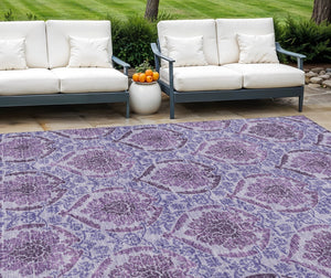 Homeroots 3' Stylish Chocolate Beige & Mauve Medallion Area Rug - Washable, Durable For Indoor & Outdoor Use 10' X 14' Polyester 587787