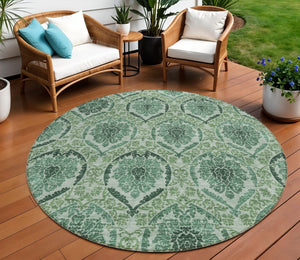 Homeroots 3' Stylish Chocolate Beige & Mauve Medallion Area Rug - Washable, Durable For Indoor & Outdoor Use 8' Round Polyester 587790