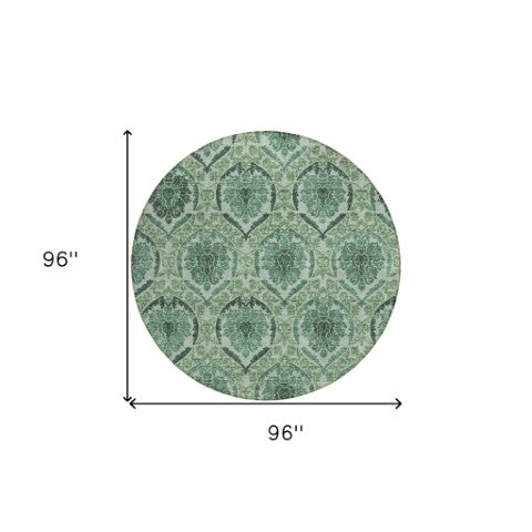 Homeroots 3' Stylish Chocolate Beige & Mauve Medallion Area Rug - Washable, Durable For Indoor & Outdoor Use 8' Round Polyester 587790