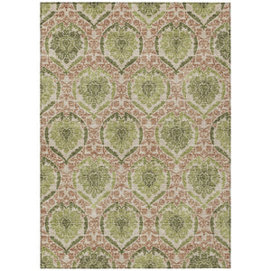 HomeRoots 5' Elegant Olive Green Medallion Area Rug – Durable, Washable, Perfect for Indoor & Outdoor Spaces 5' X 8' 587795
