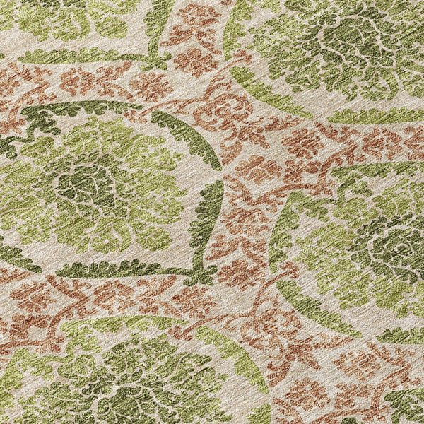 Homeroots 3' Stylish Chocolate Beige & Mauve Medallion Area Rug - Washable, Durable For Indoor & Outdoor Use 5' X 8' Polyester 587795