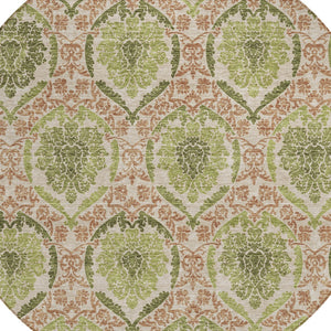 Homeroots 3' Stylish Chocolate Beige & Mauve Medallion Area Rug - Washable, Durable For Indoor & Outdoor Use 8' Round Polyester 587796