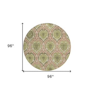 Homeroots 3' Stylish Chocolate Beige & Mauve Medallion Area Rug - Washable, Durable For Indoor & Outdoor Use 8' Round Polyester 587796