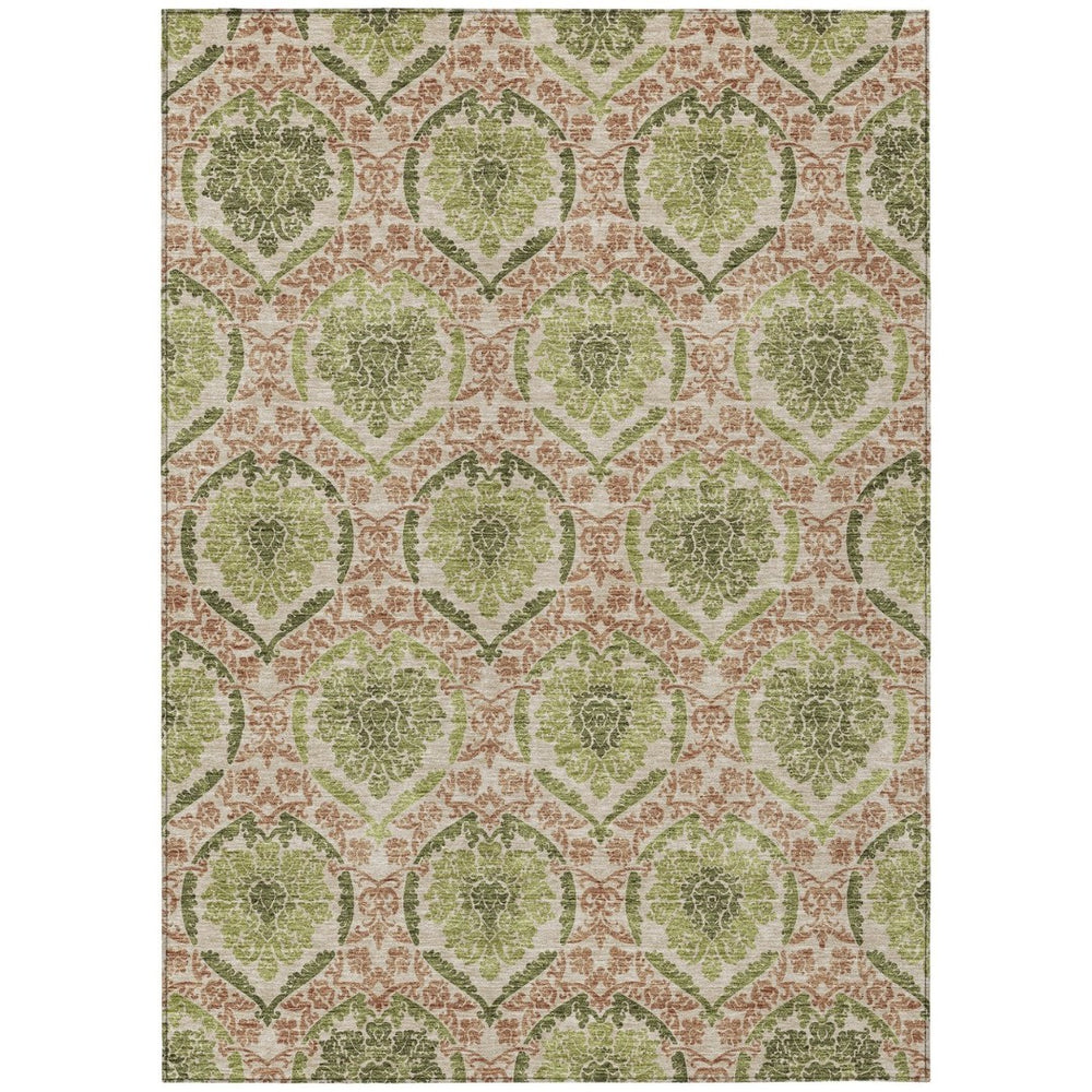 HomeRoots 5' Elegant Olive Green Medallion Area Rug – Durable, Washable, Perfect for Indoor & Outdoor Spaces 8' X 10' 587797