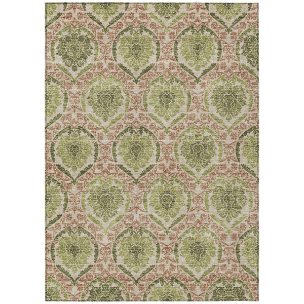 HomeRoots 5' Elegant Olive Green Medallion Area Rug – Durable, Washable, Perfect for Indoor & Outdoor Spaces 8' X 10' 587797