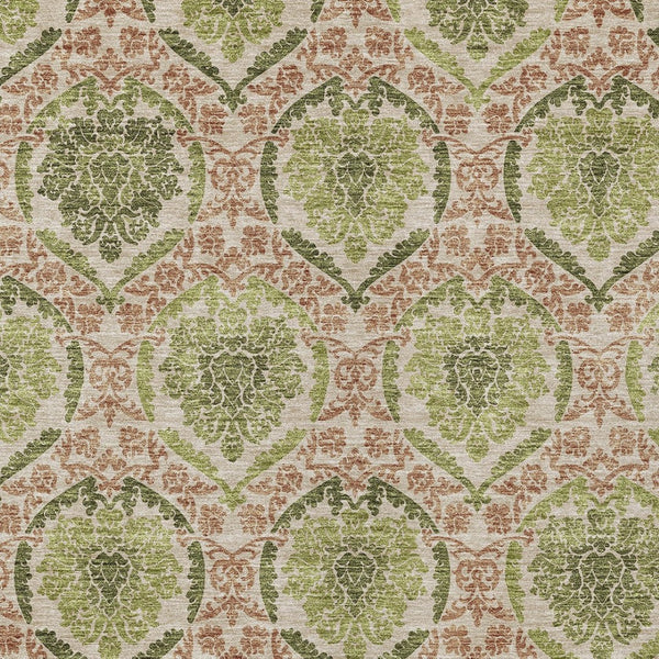 Homeroots 3' Stylish Chocolate Beige & Mauve Medallion Area Rug - Washable, Durable For Indoor & Outdoor Use 9' X 12' Polyester 587798