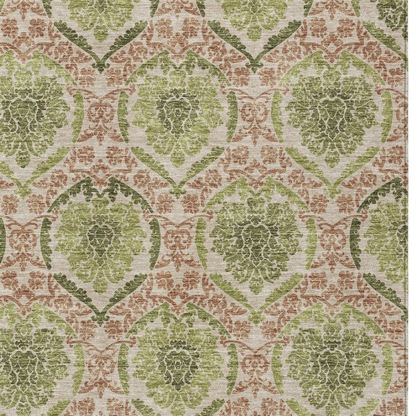 Homeroots 3' Stylish Chocolate Beige & Mauve Medallion Area Rug - Washable, Durable For Indoor & Outdoor Use 10' X 14' Polyester 587799