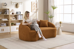 English Elm Ly-049s Curved Chenille Loveseat with Boneless Frame for Modern Living Spaces Orange W2231P402439