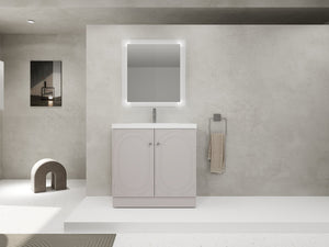 English Elm 36" Freestanding Bathroom Vanity with Resin Sink, Soft-Close Doors, Adjustable Shelf & 3 Handles W999S00336