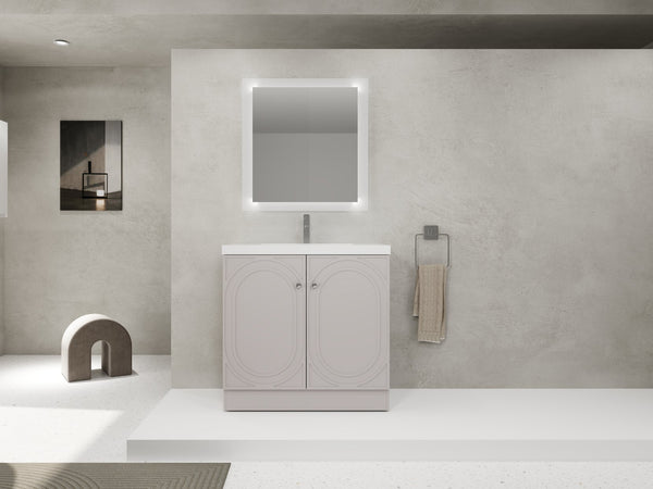 English Elm 36" Freestanding Bathroom Vanity with Resin Sink, Soft-Close Doors, Adjustable Shelf & 3 Handles W999S00336
