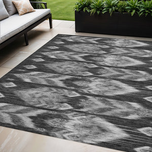 Homeroots 3' Black Charcoal And Silver Southwestern Indoor Outdoor Area Rug - Stylish, Durable, Washable Design 5' X 8' Polyester 587801