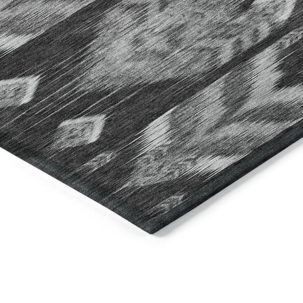 Homeroots 3' Black Charcoal And Silver Southwestern Indoor Outdoor Area Rug - Stylish, Durable, Washable Design 8' Round Polyester 587802