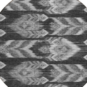 Homeroots 3' Black Charcoal And Silver Southwestern Indoor Outdoor Area Rug - Stylish, Durable, Washable Design 8' Round Polyester 587802