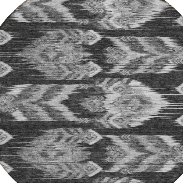 Homeroots 3' Black Charcoal And Silver Southwestern Indoor Outdoor Area Rug - Stylish, Durable, Washable Design 8' Round Polyester 587802