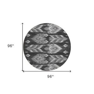 Homeroots 3' Black Charcoal And Silver Southwestern Indoor Outdoor Area Rug - Stylish, Durable, Washable Design 8' Round Polyester 587802