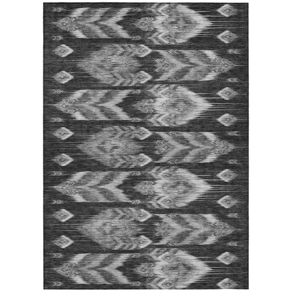 HomeRoots 5' Charcoal and Silver Southwestern Area Rug - Durable, Washable Design for Indoor/Outdoor Spaces 8' X 10' 587803
