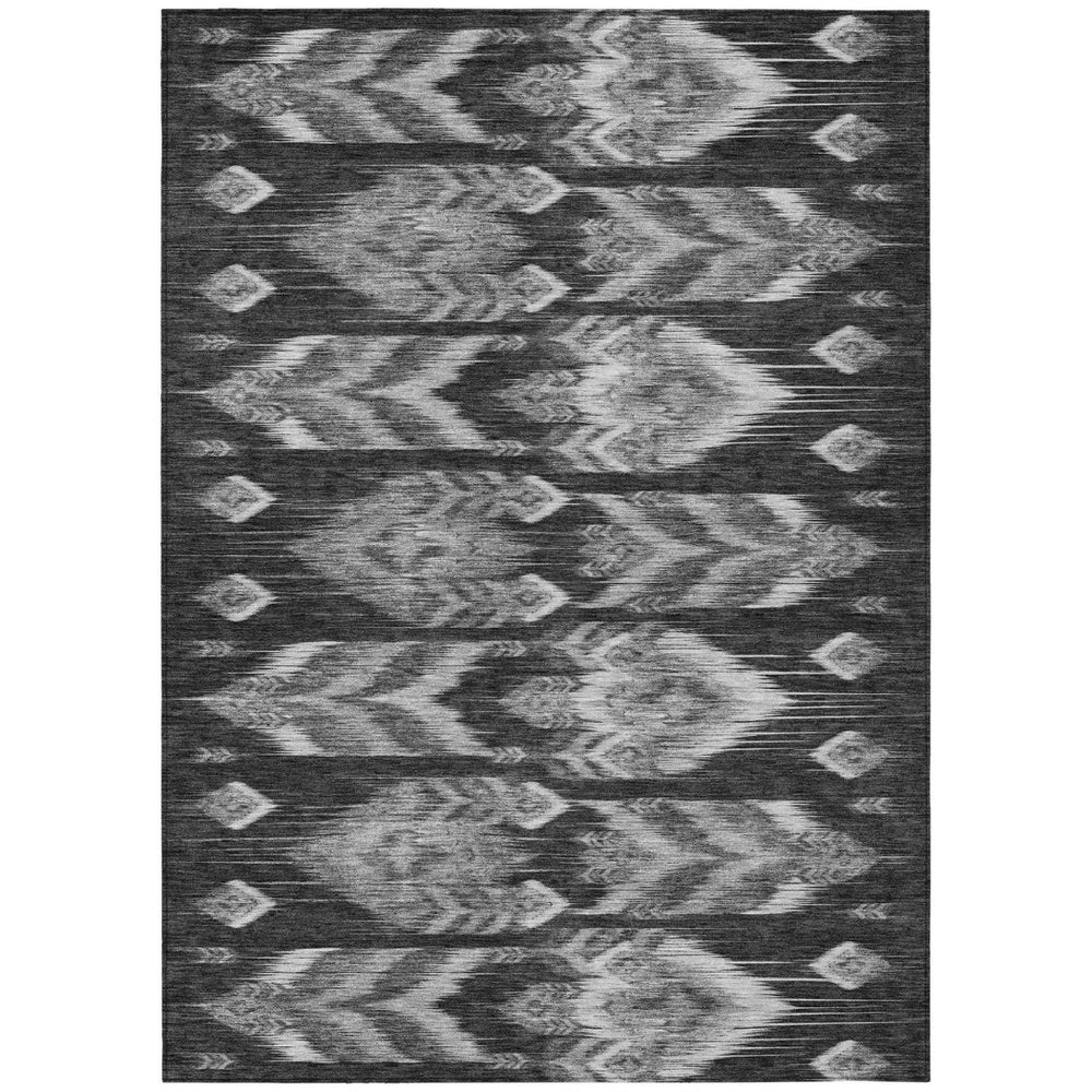 HomeRoots 9' Stylish Charcoal and Silver Southwestern Washable Area Rug for Indoor and Outdoor Spaces 9' X 12' 587804