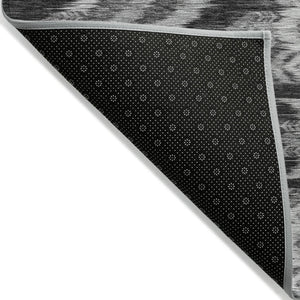 Homeroots 3' Black Charcoal And Silver Southwestern Indoor Outdoor Area Rug - Stylish, Durable, Washable Design 9' X 12' Polyester 587804