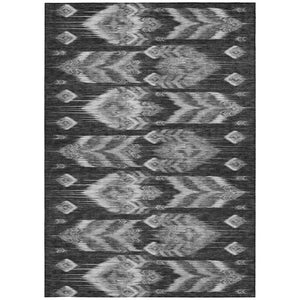 Homeroots 3' Black Charcoal And Silver Southwestern Indoor Outdoor Area Rug - Stylish, Durable, Washable Design 10' X 14' Polyester 587805