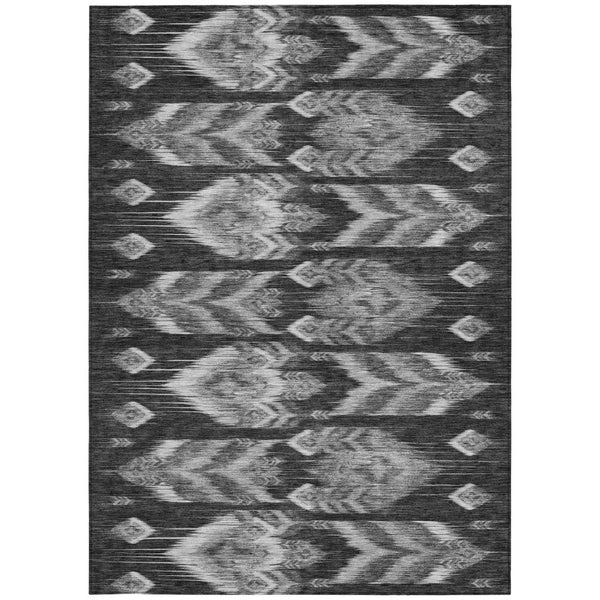 Homeroots 3' Black Charcoal And Silver Southwestern Indoor Outdoor Area Rug - Stylish, Durable, Washable Design 10' X 14' Polyester 587805