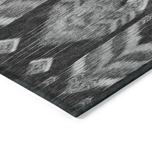 Homeroots 3' Black Charcoal And Silver Southwestern Indoor Outdoor Area Rug - Stylish, Durable, Washable Design 10' X 14' Polyester 587805