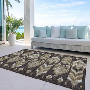 Homeroots 3' Black Charcoal And Silver Southwestern Indoor Outdoor Area Rug - Stylish, Durable, Washable Design 3' X 5' Polyester 587806