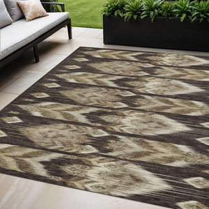 Homeroots 3' Black Charcoal And Silver Southwestern Indoor Outdoor Area Rug - Stylish, Durable, Washable Design 5' X 8' Polyester 587807