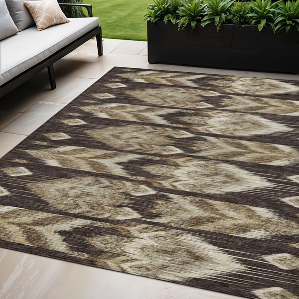 Homeroots 3' Black Charcoal And Silver Southwestern Indoor Outdoor Area Rug - Stylish, Durable, Washable Design 5' X 8' Polyester 587807