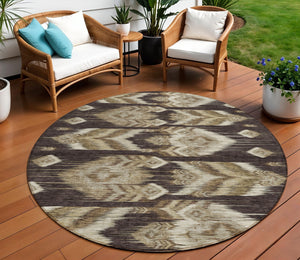 Homeroots 3' Black Charcoal And Silver Southwestern Indoor Outdoor Area Rug - Stylish, Durable, Washable Design 8' Round Polyester 587808