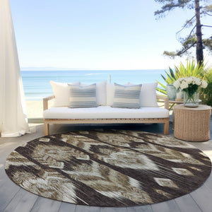 Homeroots 3' Black Charcoal And Silver Southwestern Indoor Outdoor Area Rug - Stylish, Durable, Washable Design 8' Round Polyester 587808