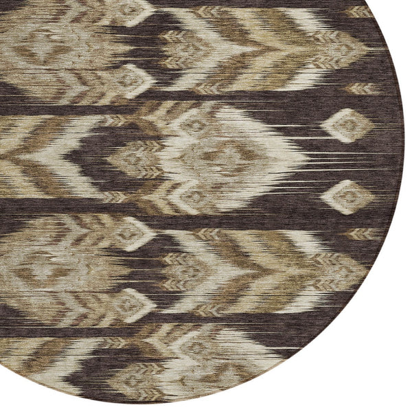 Homeroots 3' Black Charcoal And Silver Southwestern Indoor Outdoor Area Rug - Stylish, Durable, Washable Design 8' Round Polyester 587808